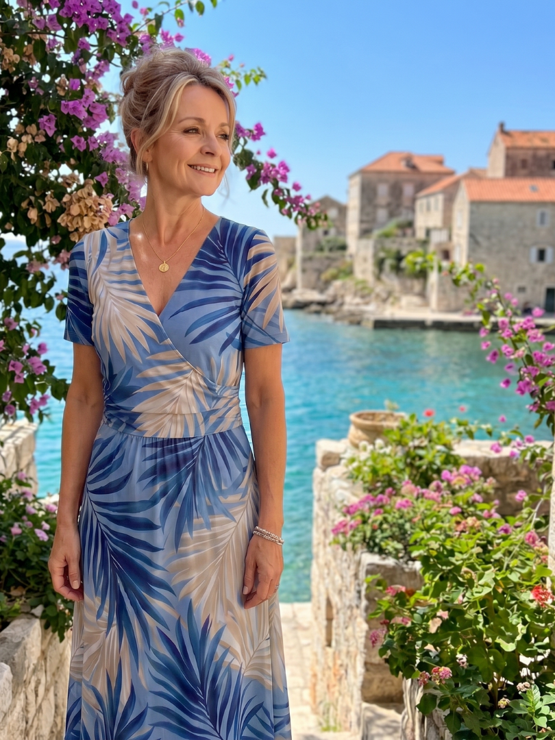 Marion - Floral Print V-Neck Midi Dress