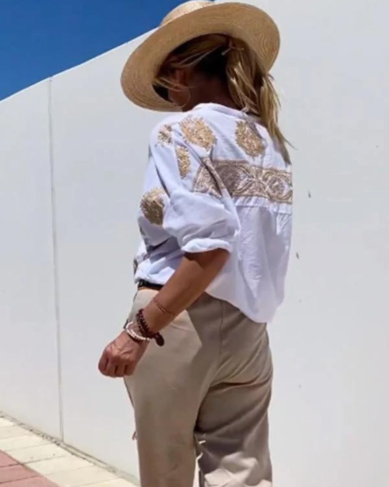 Van Meren Mode | Blouse met sierlijke borduursels