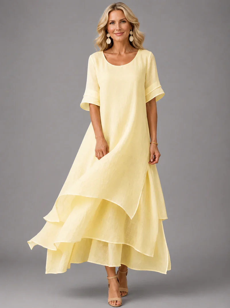 April - Elegant Cotton Ruffle Dress