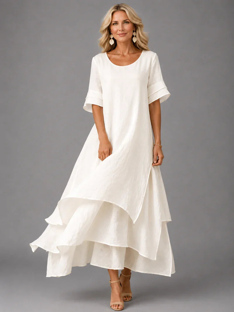 April - Elegant Cotton Ruffle Dress