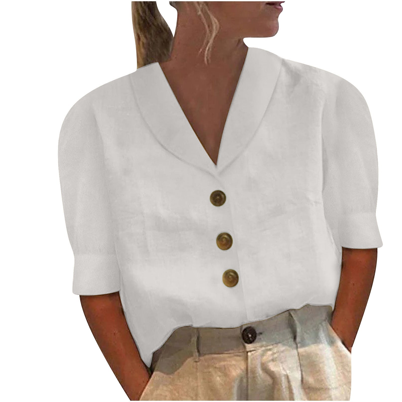 Van Meren Mode | Knopblouse met Geknoopte Voorkant