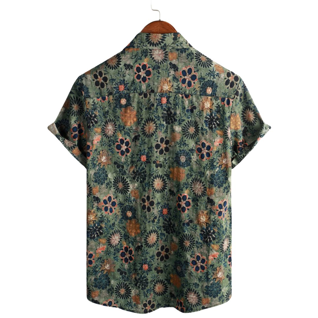 Van Meren Mode | Katoenen Hawaii Overhemd met Korte Mouwen
