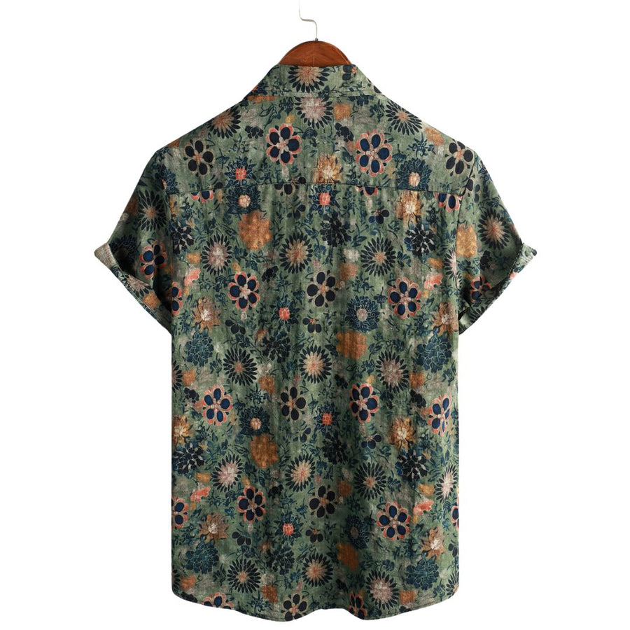 Van Meren Mode | Katoenen Hawaii Overhemd met Korte Mouwen
