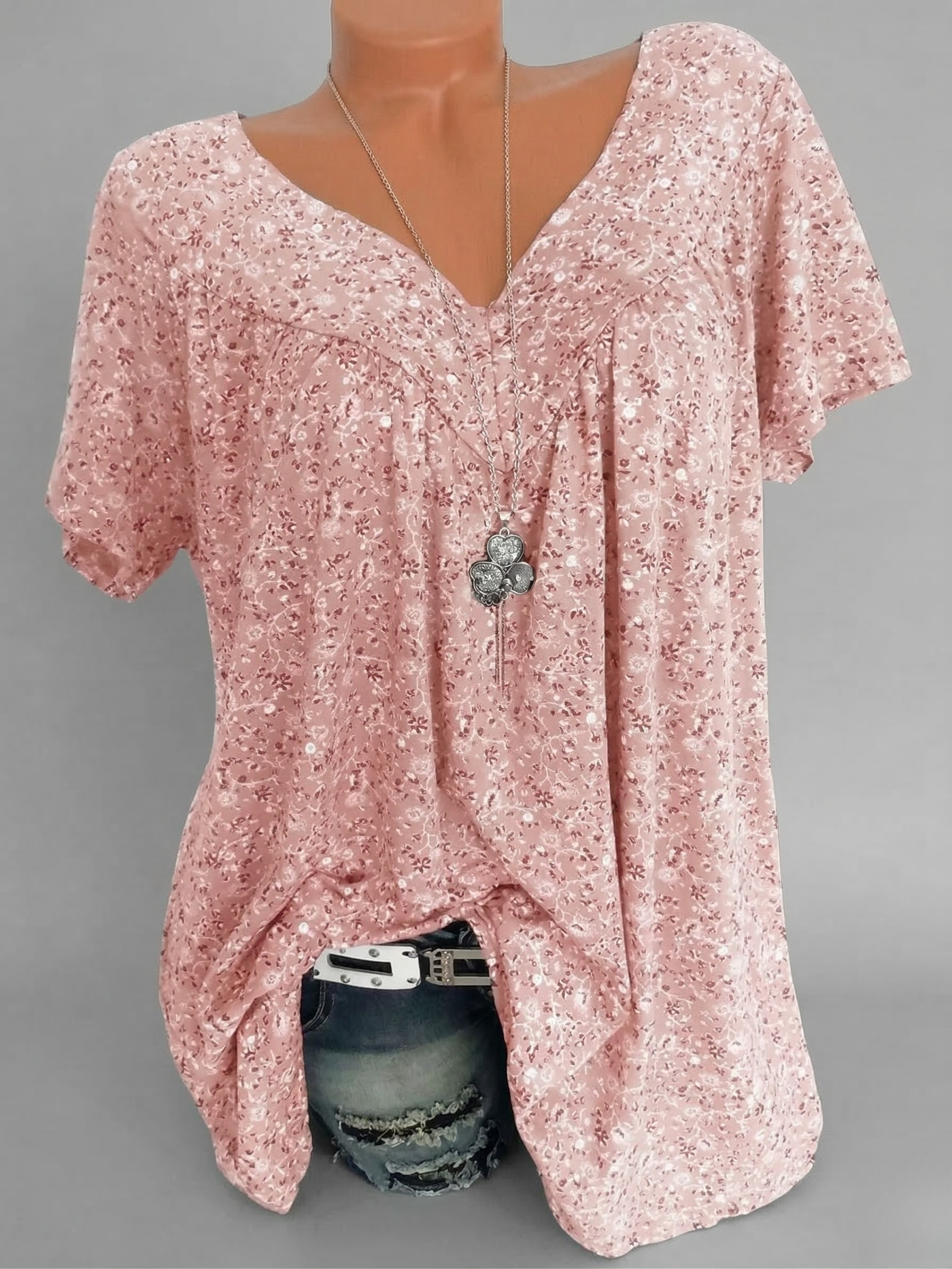 Van Meren Mode | T-shirt Flora met V-hals
