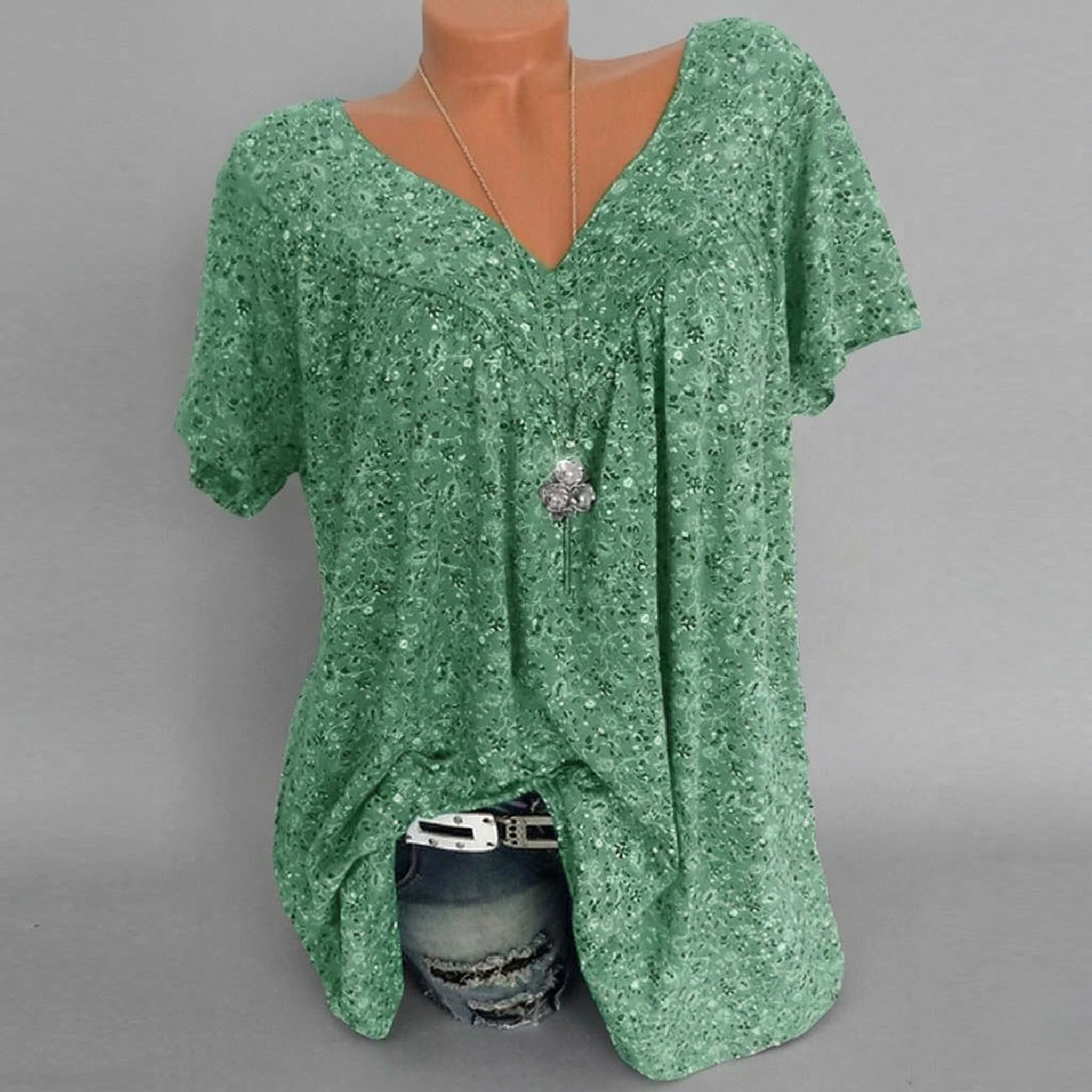 Van Meren Mode | T-shirt Flora met V-hals