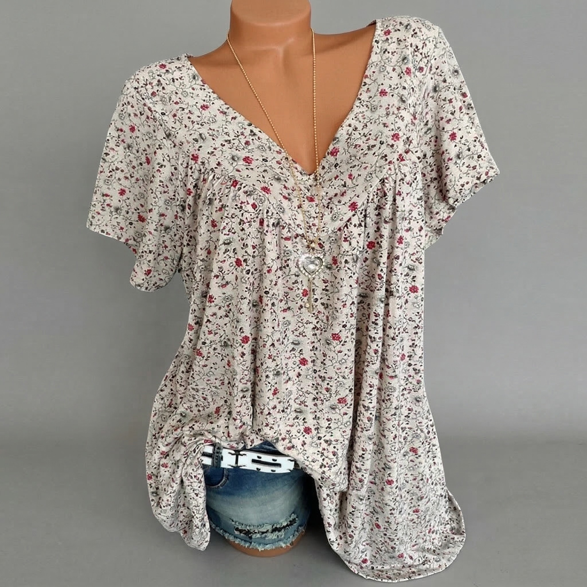 Van Meren Mode | T-shirt Flora met V-hals