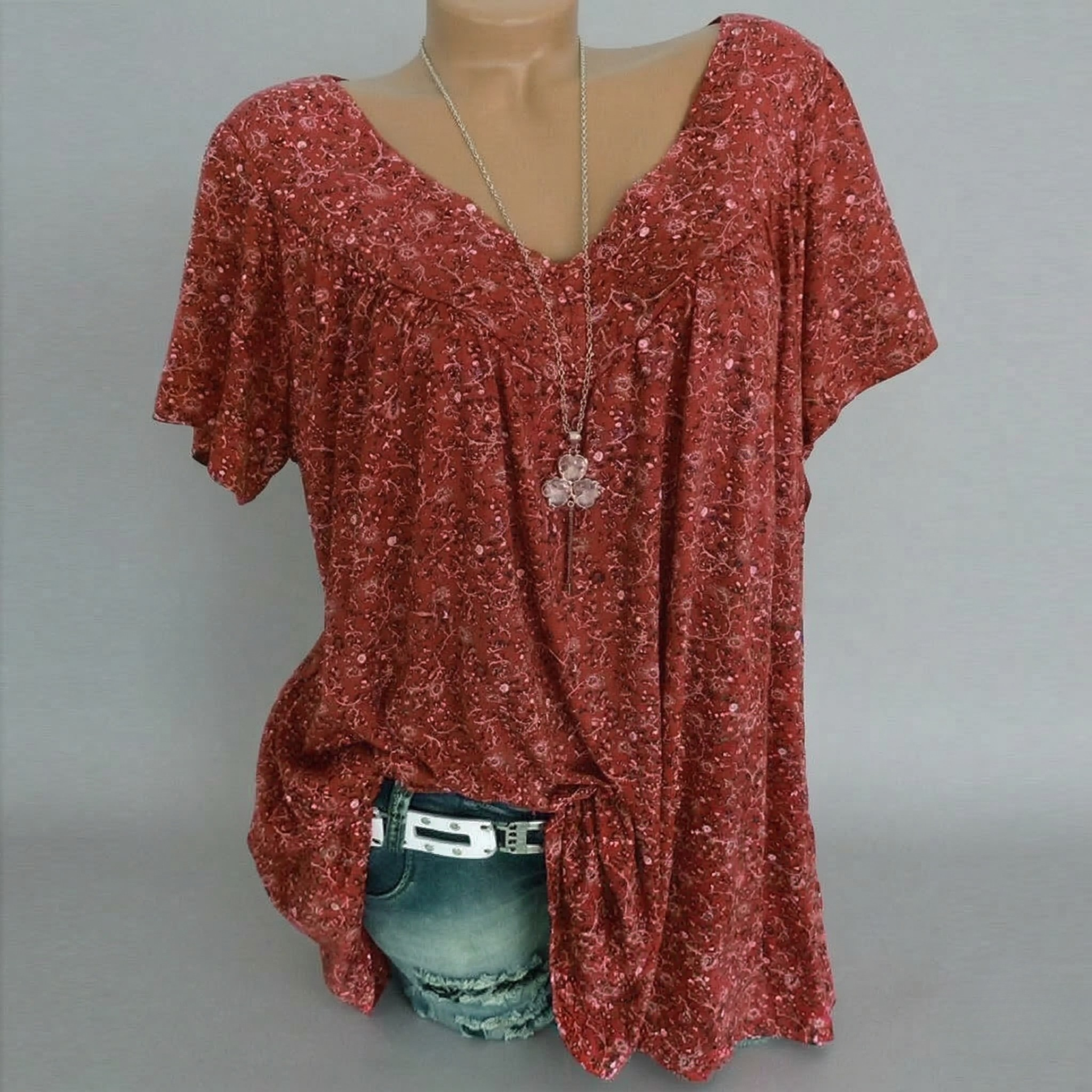 Van Meren Mode | T-shirt Flora met V-hals