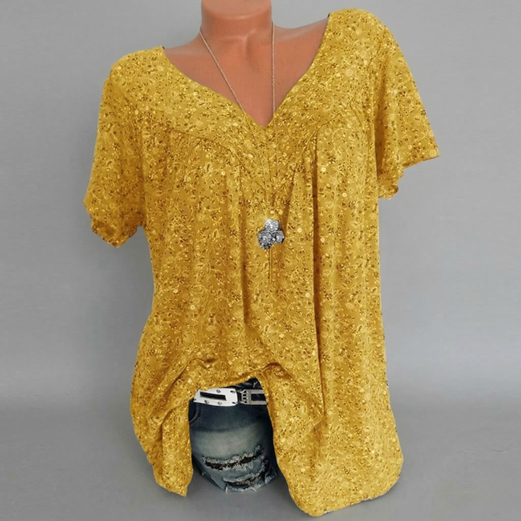 Van Meren Mode | T-shirt Flora met V-hals