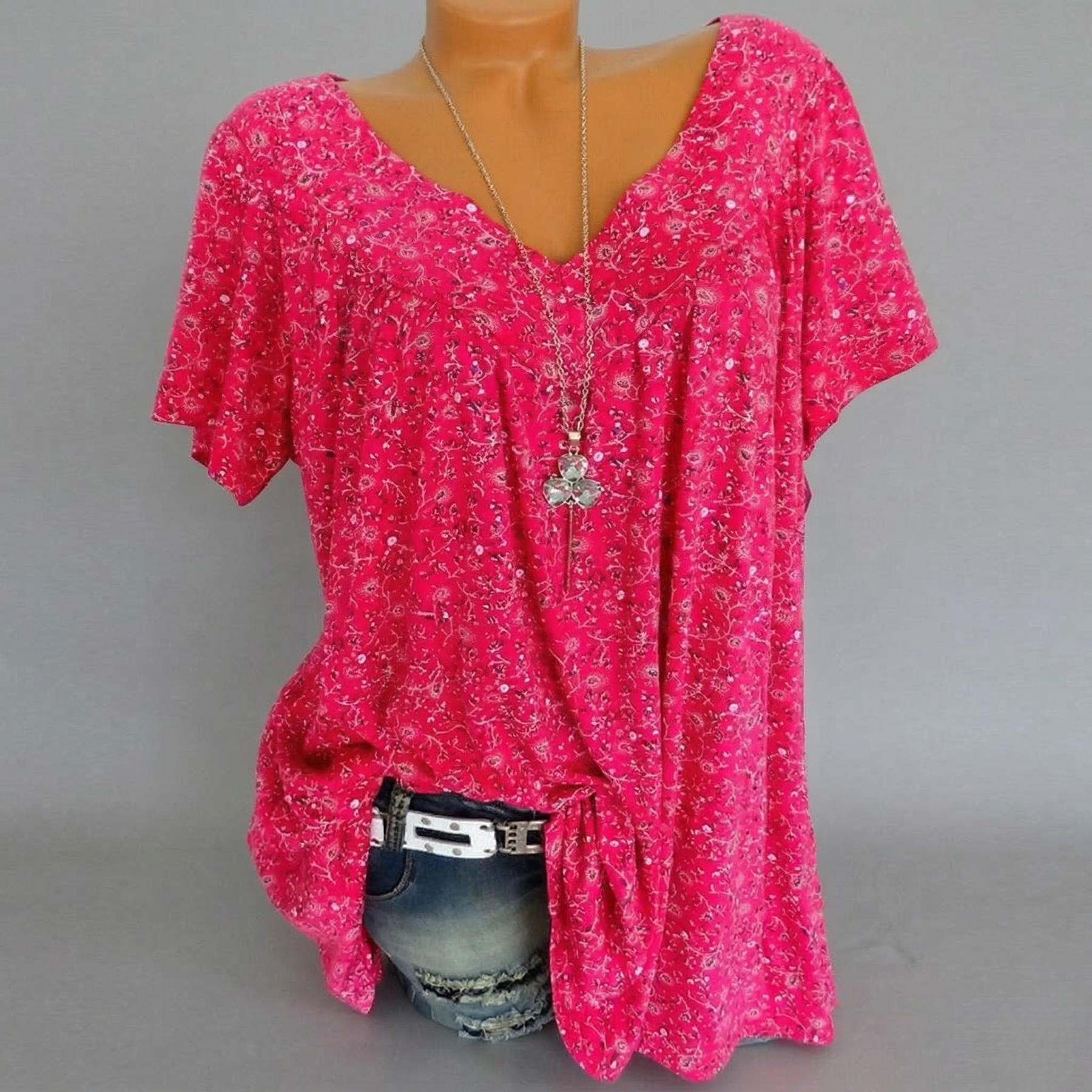 Van Meren Mode | T-shirt Flora met V-hals