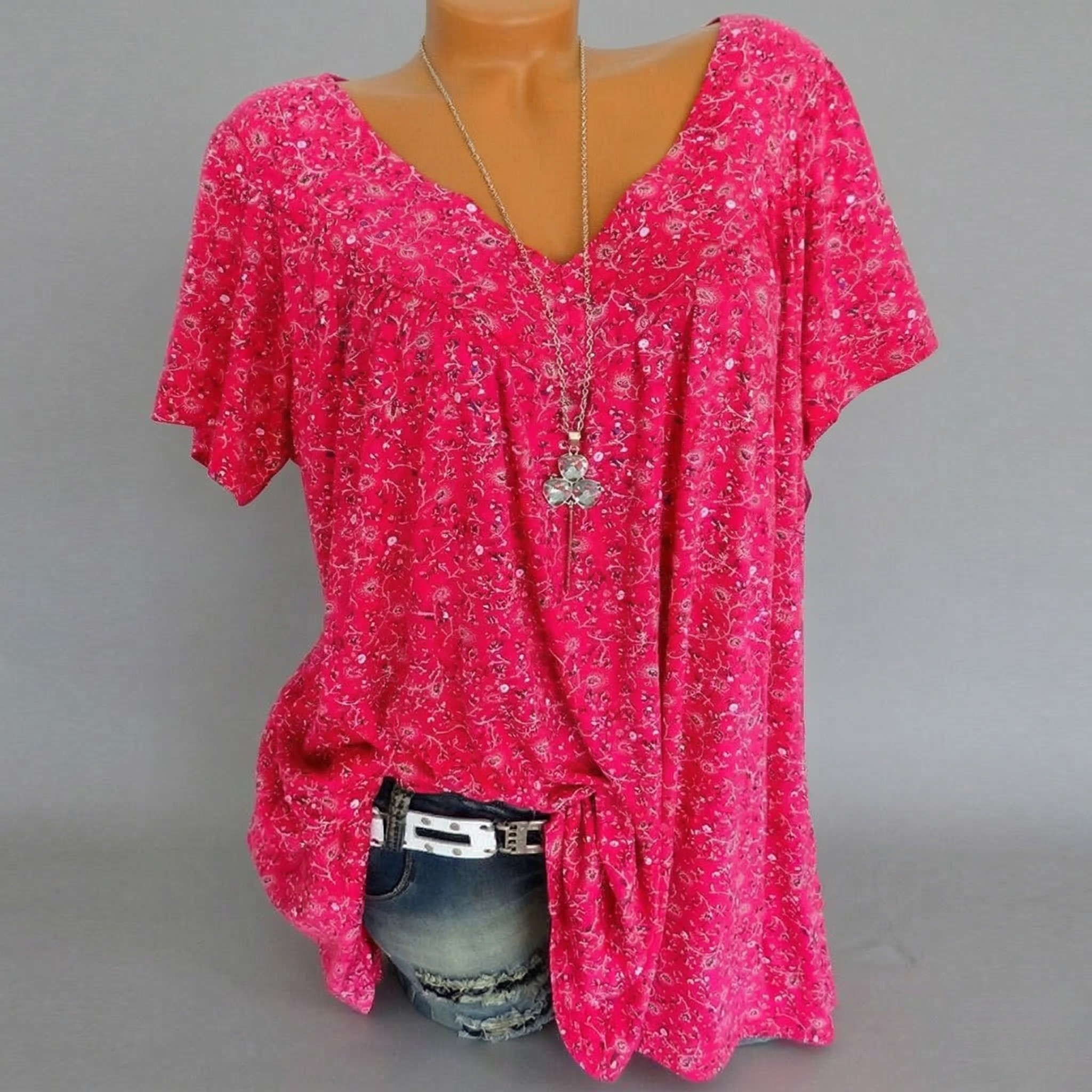 Van Meren Mode | T-shirt Flora met V-hals