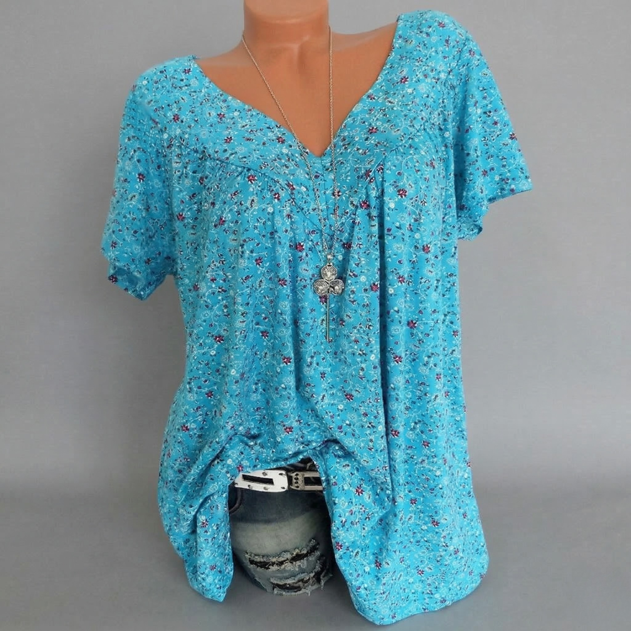 Van Meren Mode | T-shirt Flora met V-hals