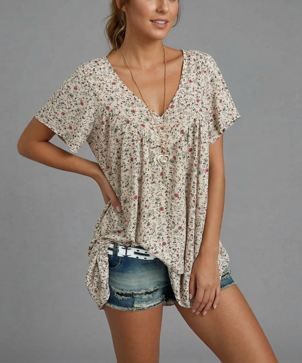 Van Meren Mode | T-shirt Flora met V-hals
