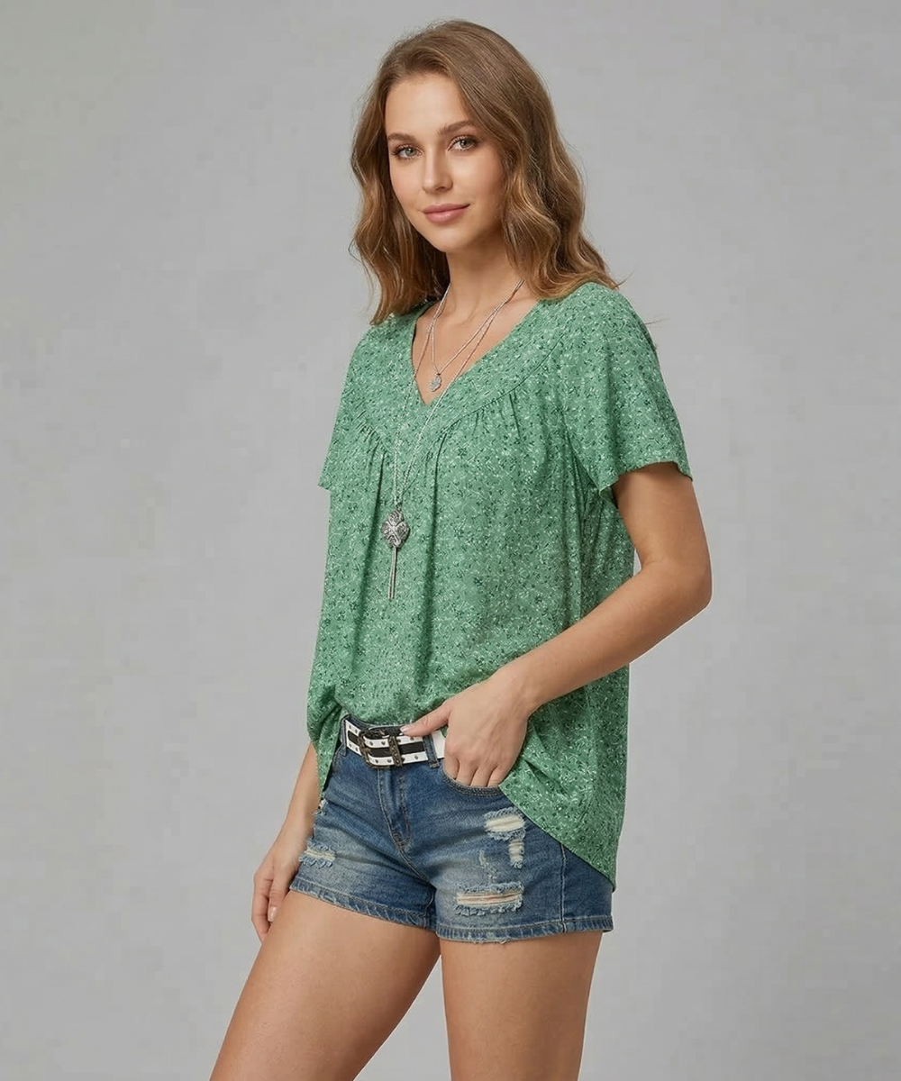 Van Meren Mode | T-shirt Flora met V-hals