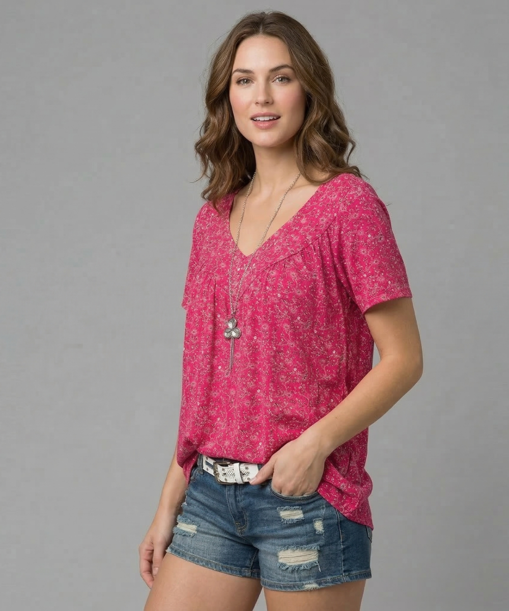 Van Meren Mode | T-shirt Flora met V-hals