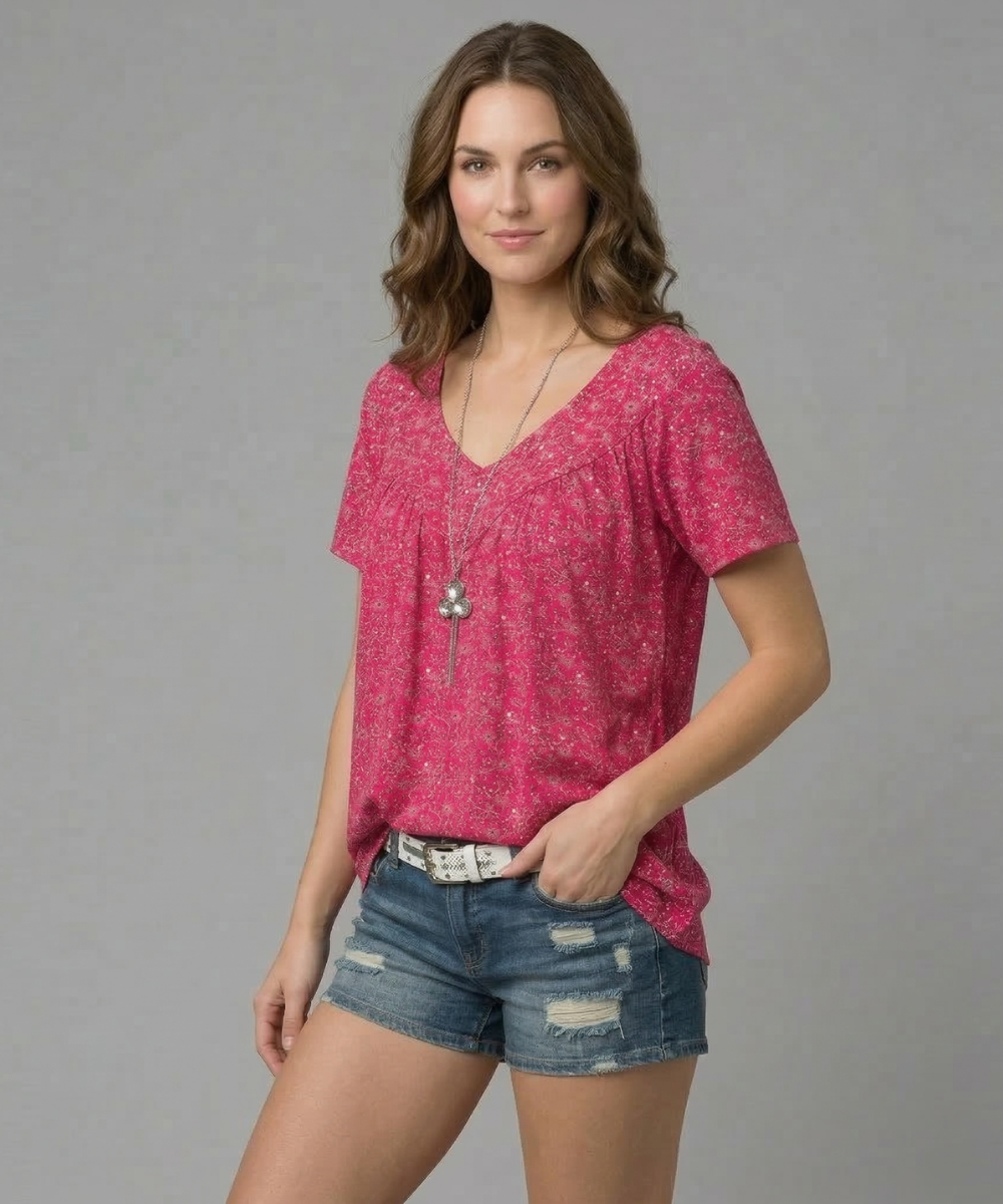 Van Meren Mode | T-shirt Flora met V-hals