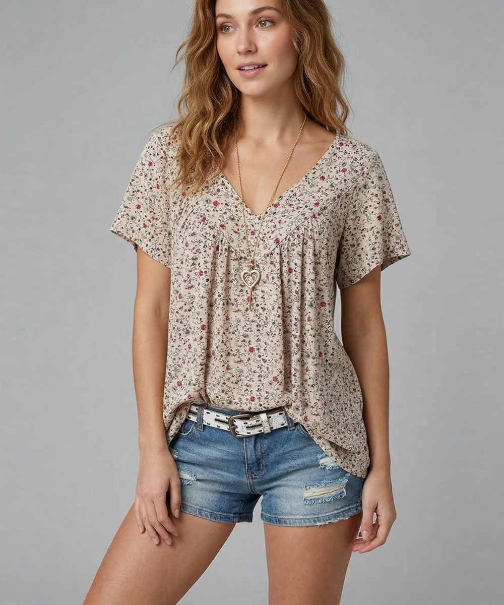 Van Meren Mode | T-shirt Flora met V-hals