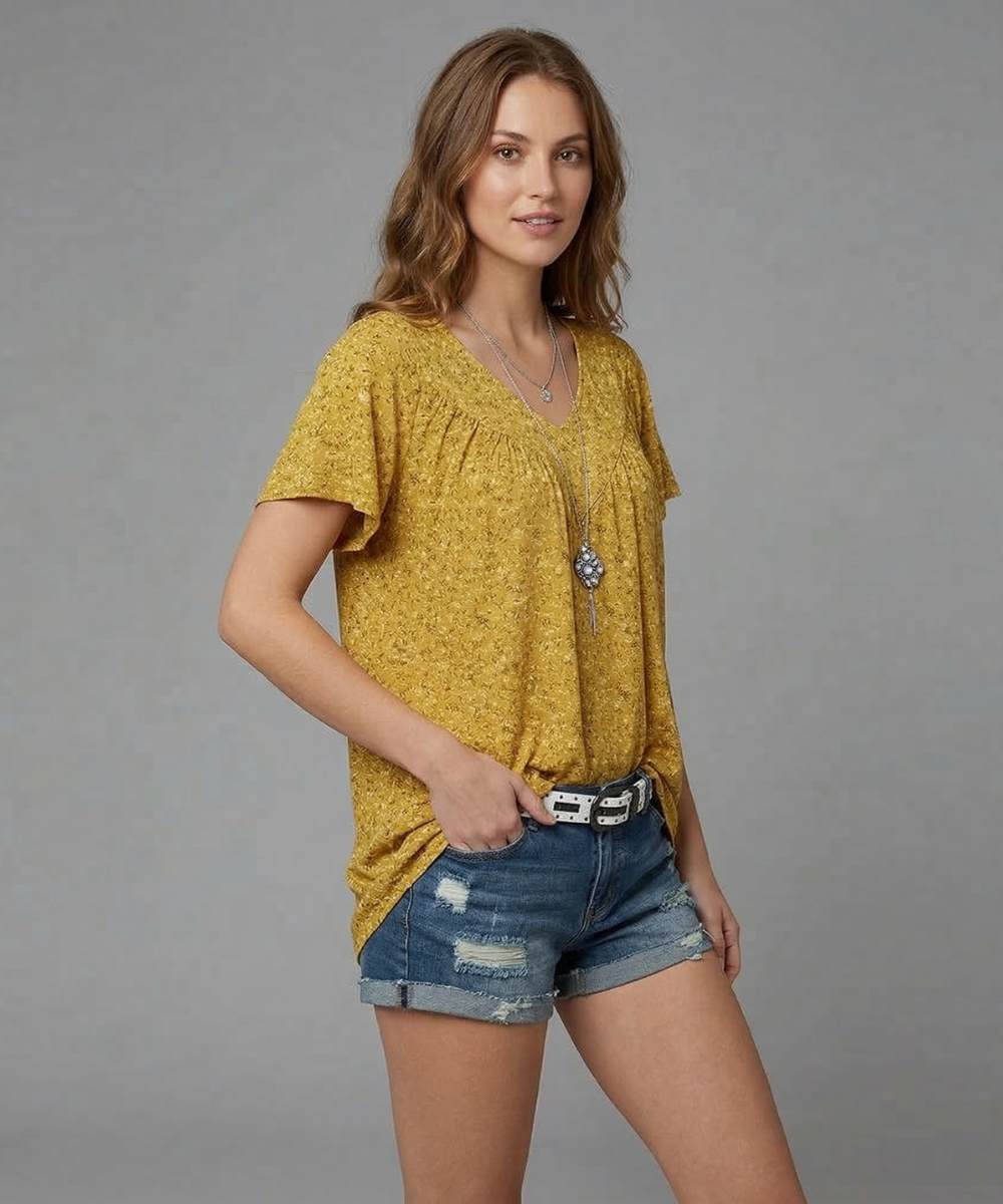 Van Meren Mode | T-shirt Flora met V-hals