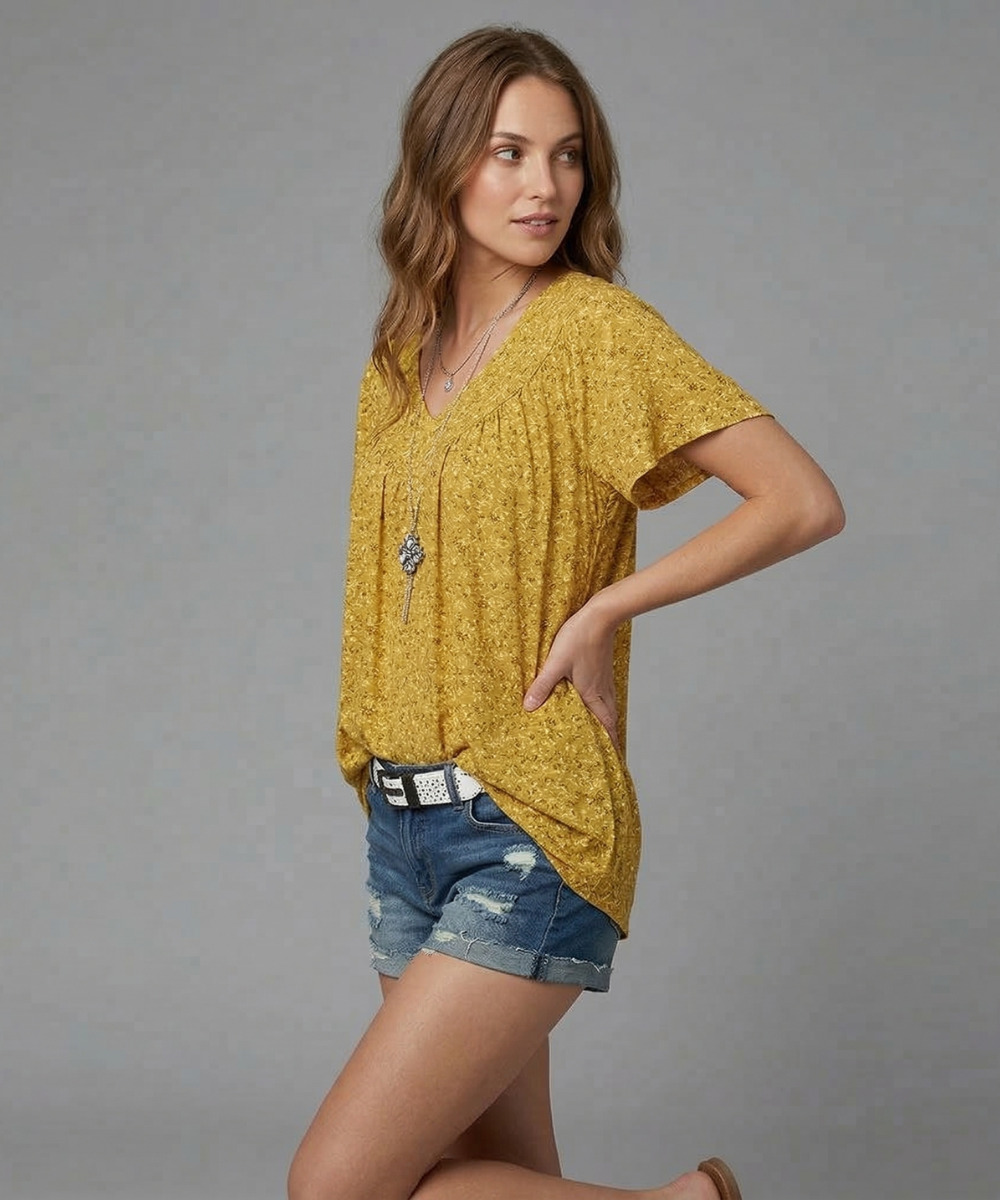 Van Meren Mode | T-shirt Flora met V-hals