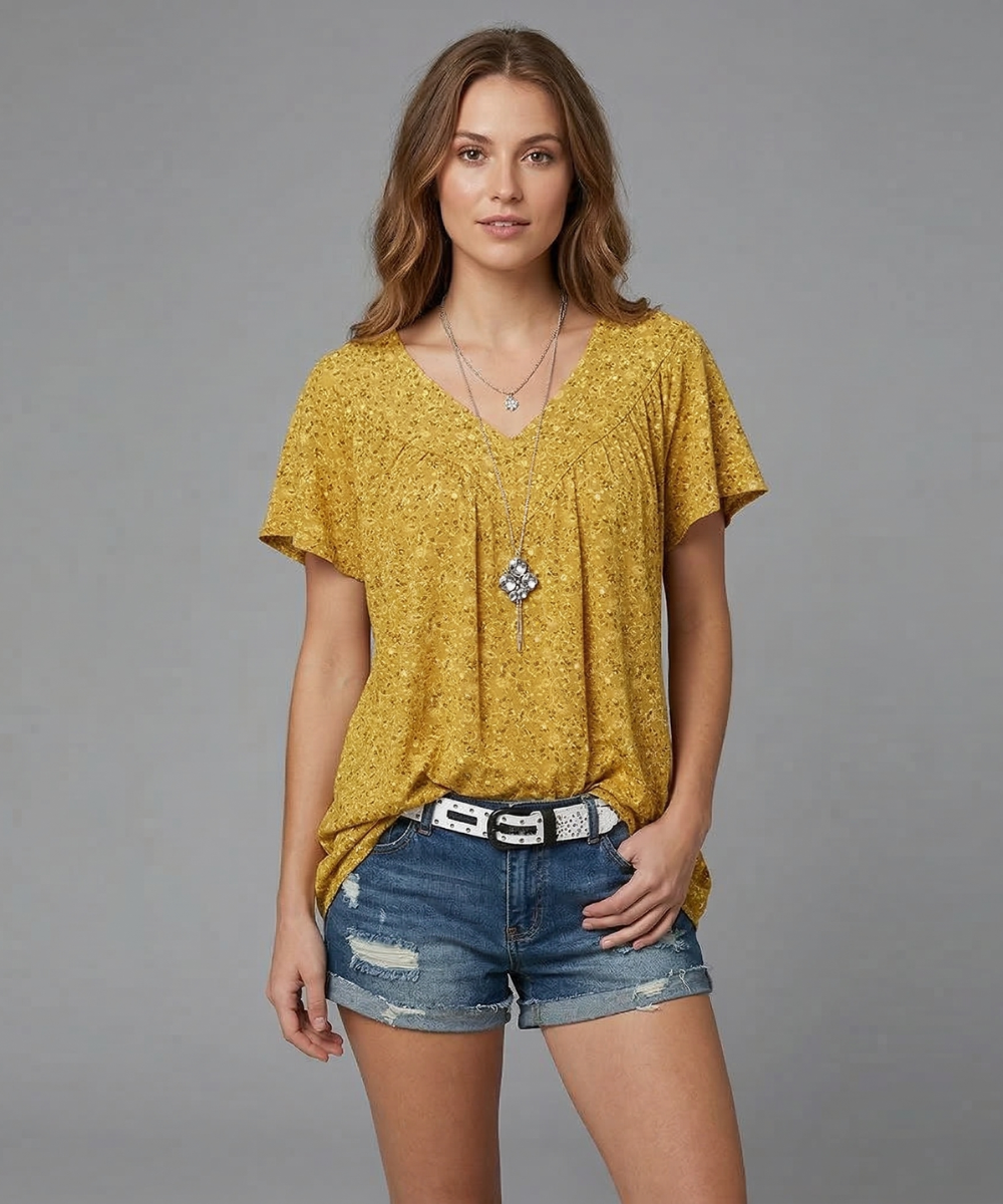 Van Meren Mode | T-shirt Flora met V-hals