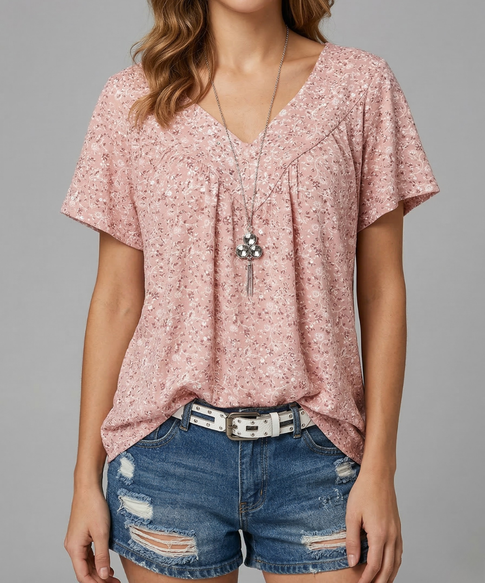 Van Meren Mode | T-shirt Flora met V-hals