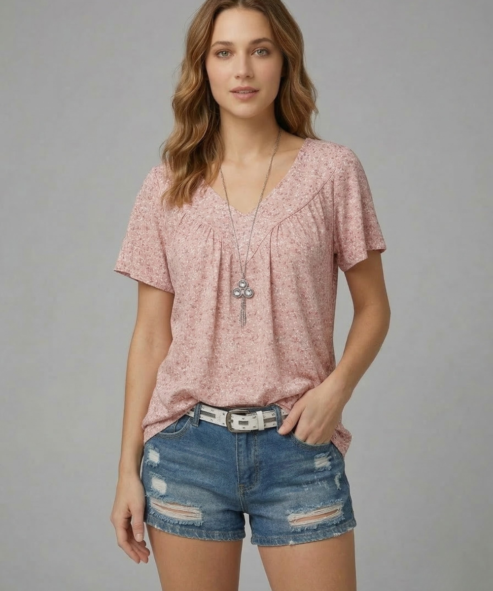 Van Meren Mode | T-shirt Flora met V-hals