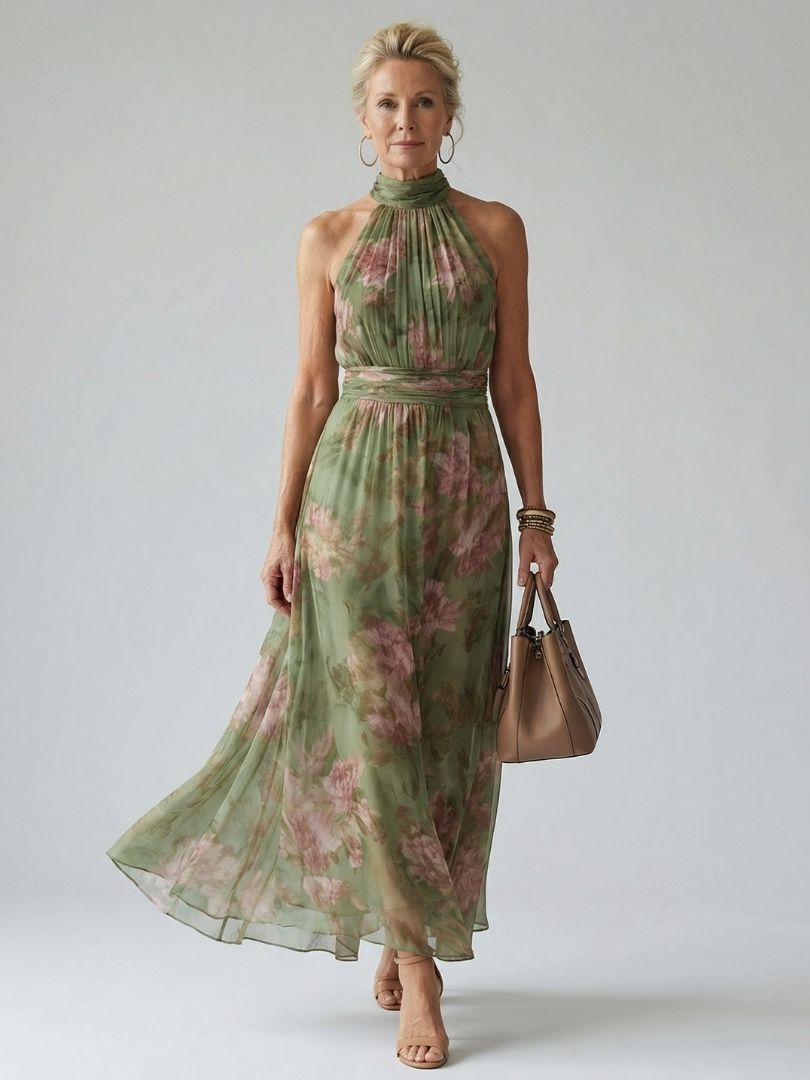 Mirelle - Gathered Halter Midi Dress
