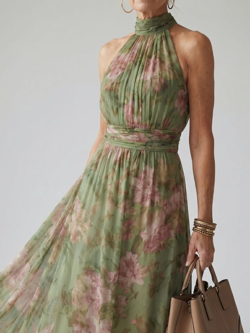 Mirelle - Gathered Halter Midi Dress