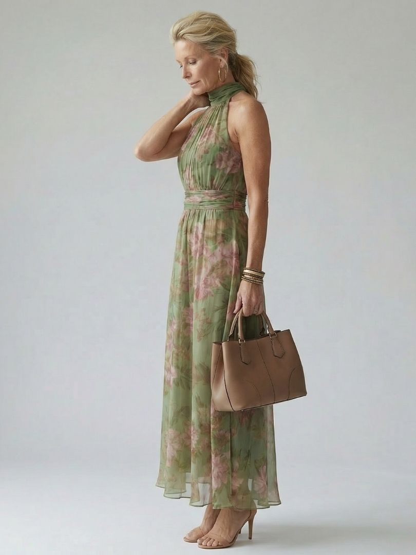 Mirelle - Gathered Halter Midi Dress