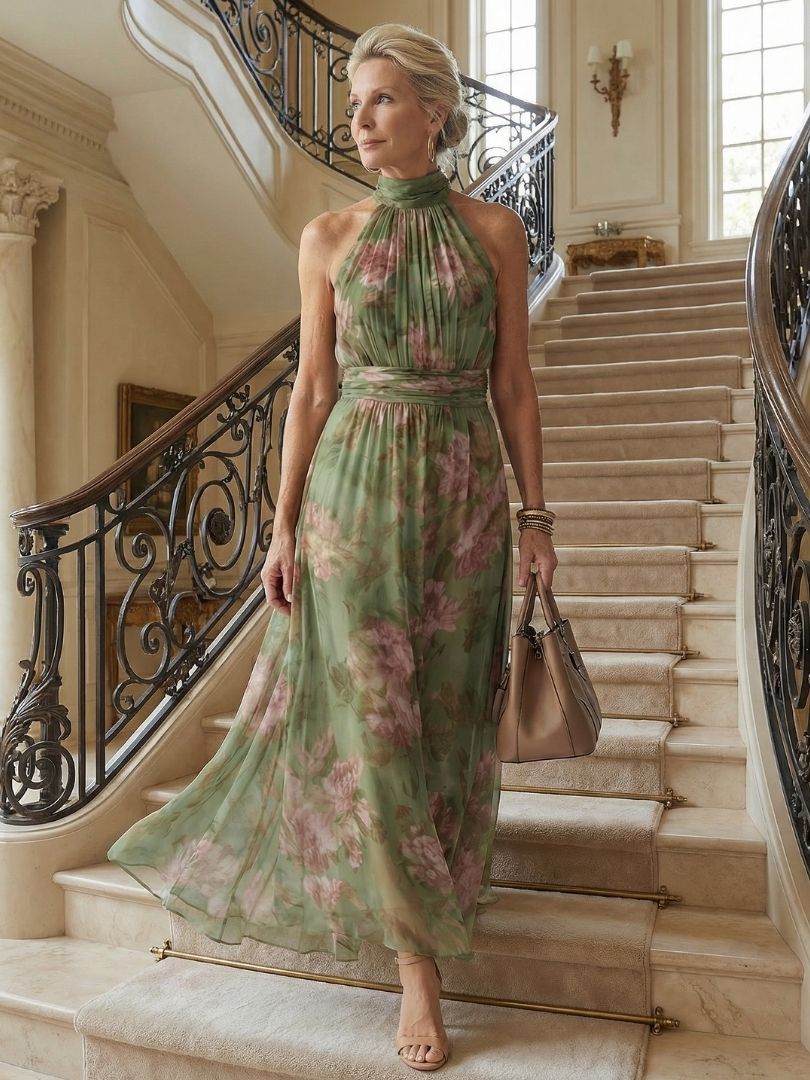 Mirelle - Gathered Halter Midi Dress