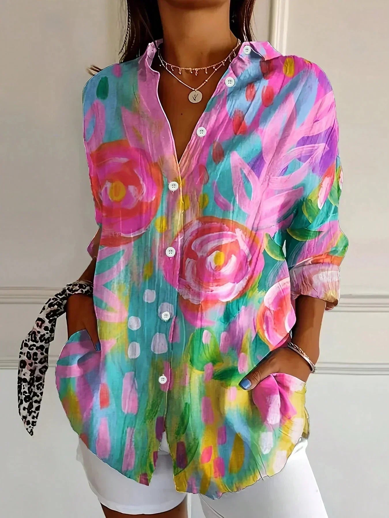 Van Meren Mode | Kleurrijke Lente Blouse