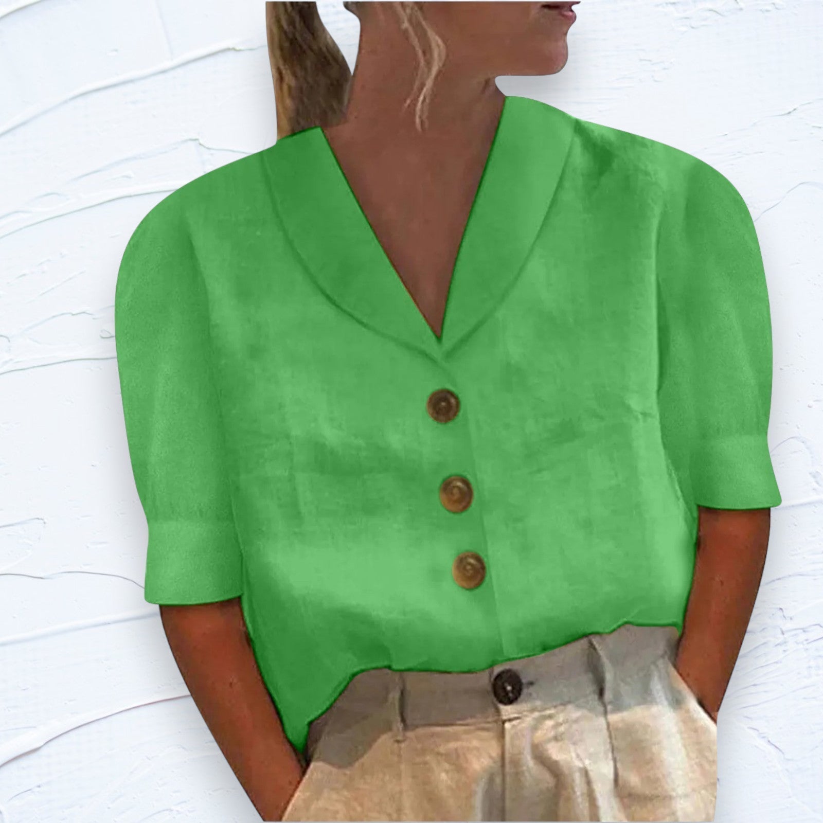 Van Meren Mode | Knopblouse met Geknoopte Voorkant