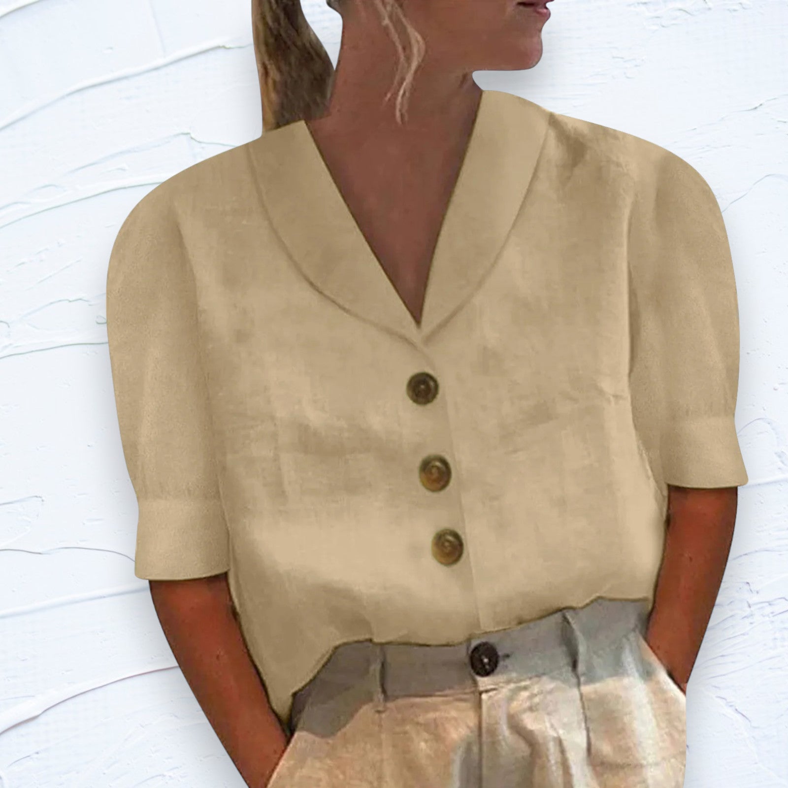 Van Meren Mode | Knopblouse met Geknoopte Voorkant