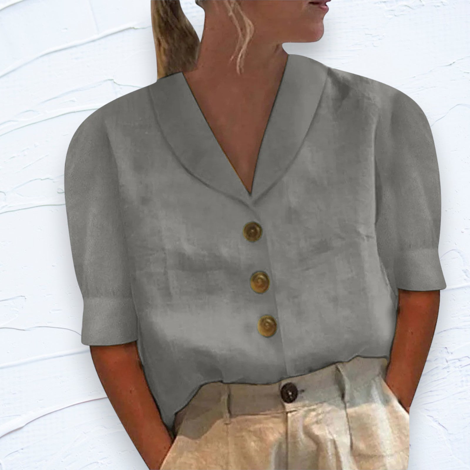 Van Meren Mode | Knopblouse met Geknoopte Voorkant