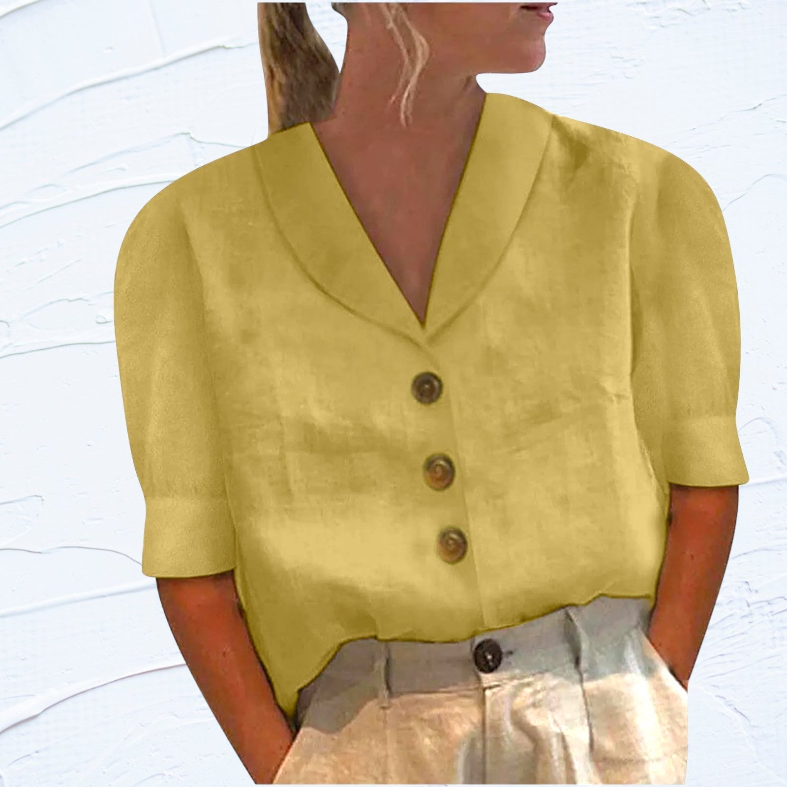 Van Meren Mode | Knopblouse met Geknoopte Voorkant