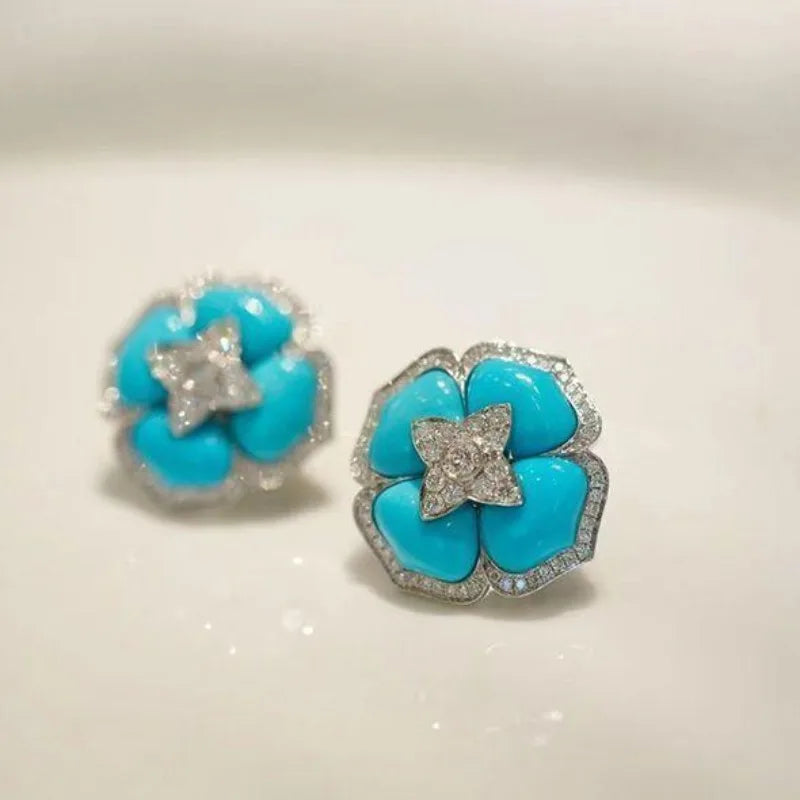 Intimate Turquoise Flower Earrings