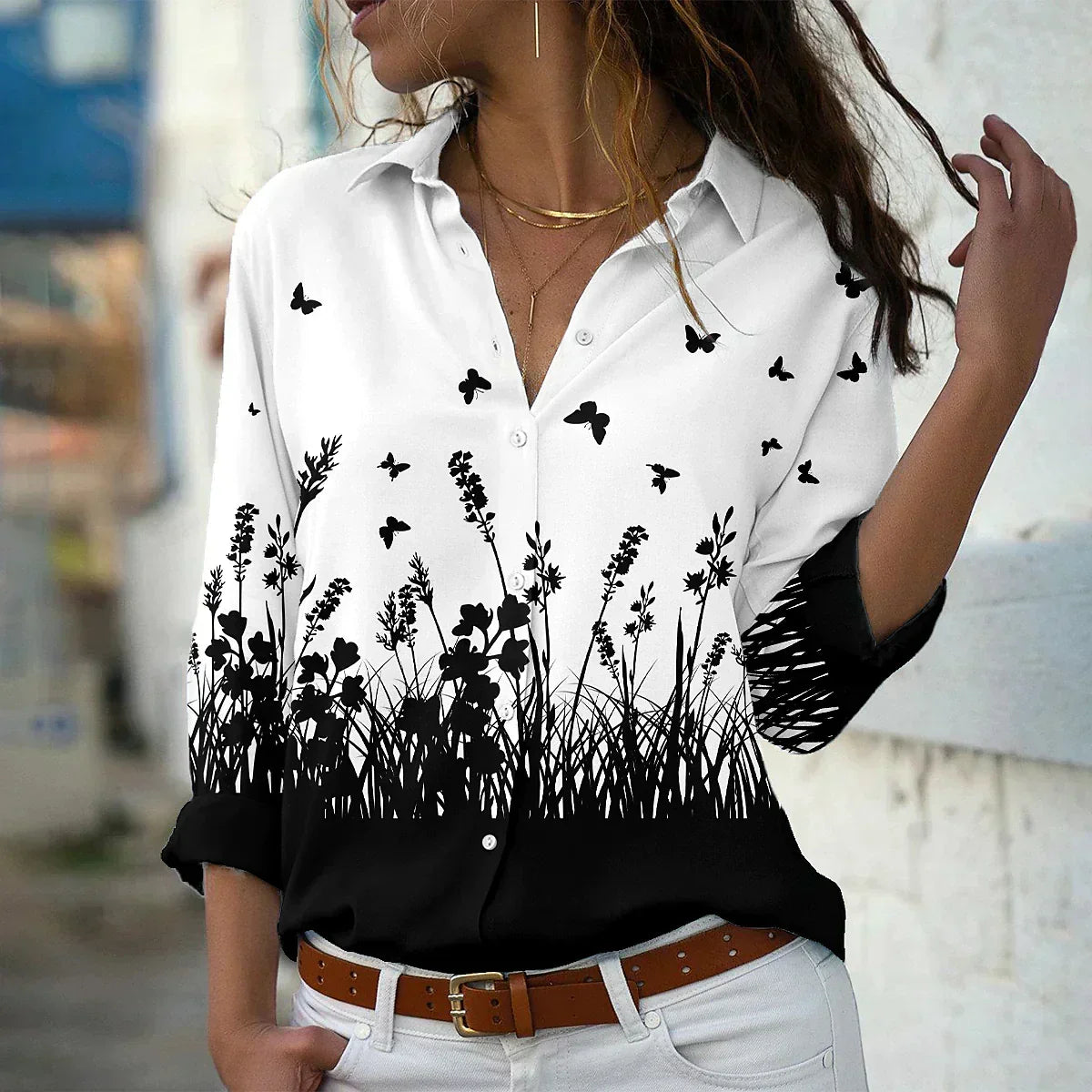 Van Meren Mode |MODIEUS BEDRUKTE BLOUSE