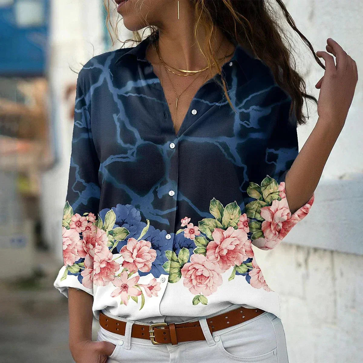 Van Meren Mode |MODIEUS BEDRUKTE BLOUSE