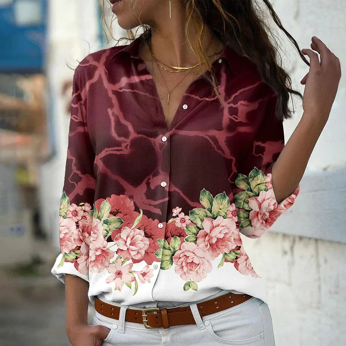 Van Meren Mode |MODIEUS BEDRUKTE BLOUSE
