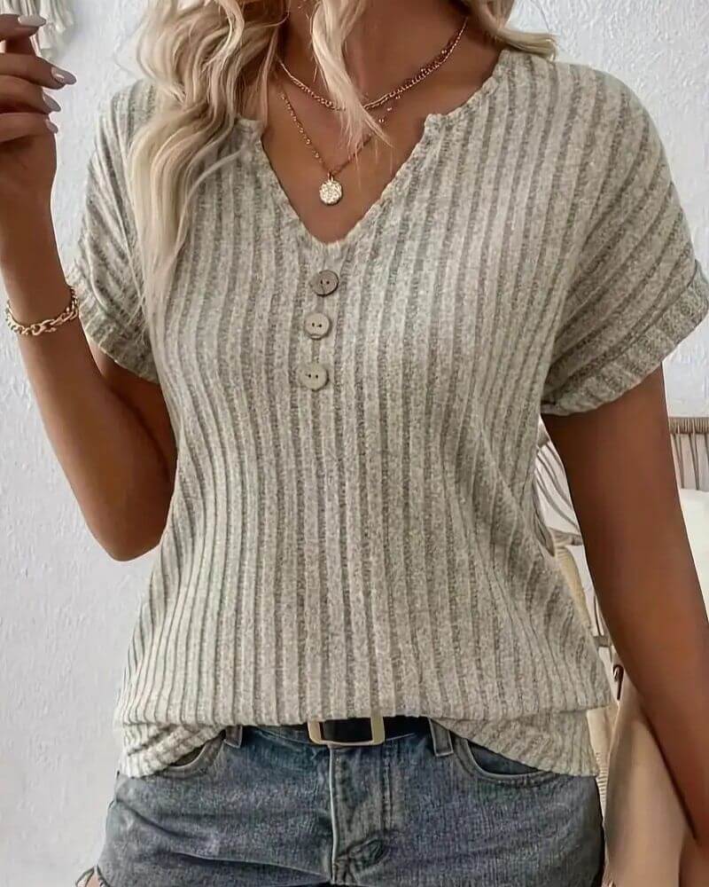 Van Meren Mode | GEBREIDE BLOUSE MET V-HALS