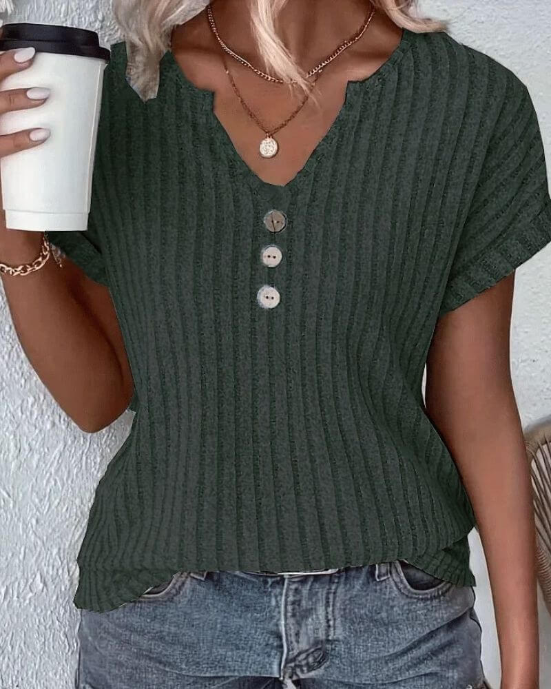 Van Meren Mode | GEBREIDE BLOUSE MET V-HALS