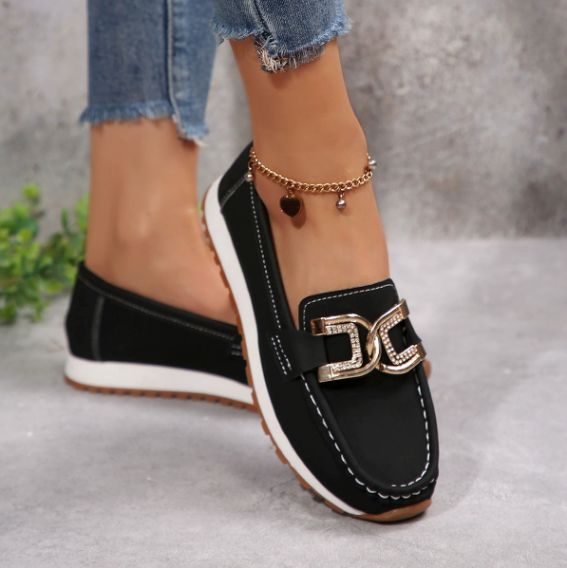 Emma - Loafers met Diamant Gesp