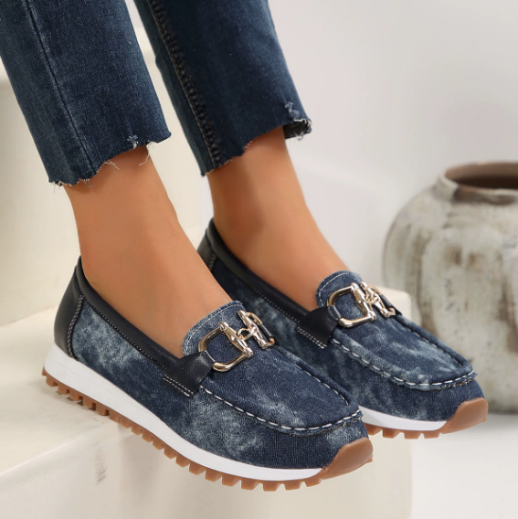 Eliza - Loafers met Gemixt Materiaal