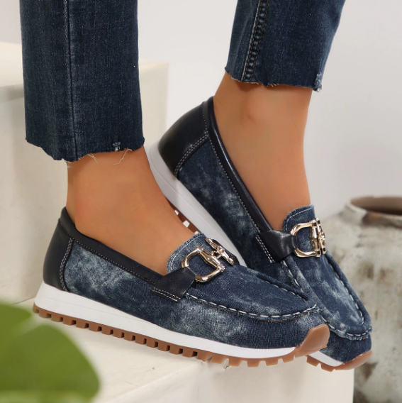 Eliza - Loafers met Gemixt Materiaal
