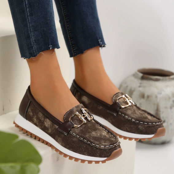 Eliza - Loafers met Gemixt Materiaal