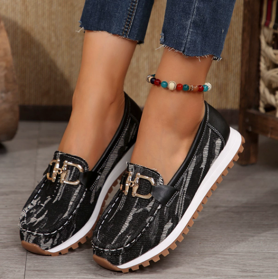 Eliza - Loafers met Gemixt Materiaal