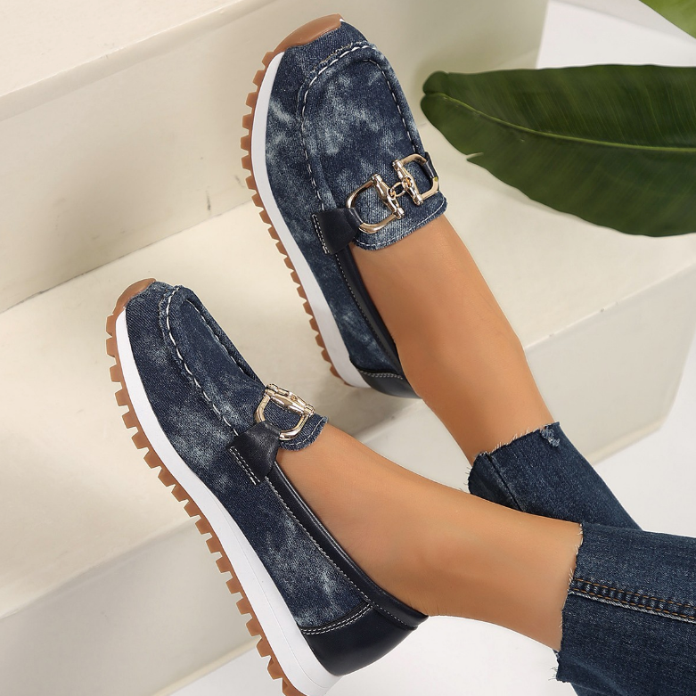Eliza - Loafers met Gemixt Materiaal