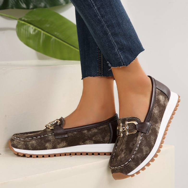 Eliza - Loafers met Gemixt Materiaal