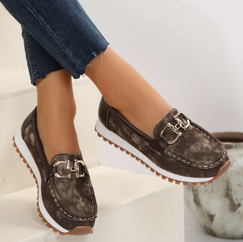 Eliza - Loafers met Gemixt Materiaal