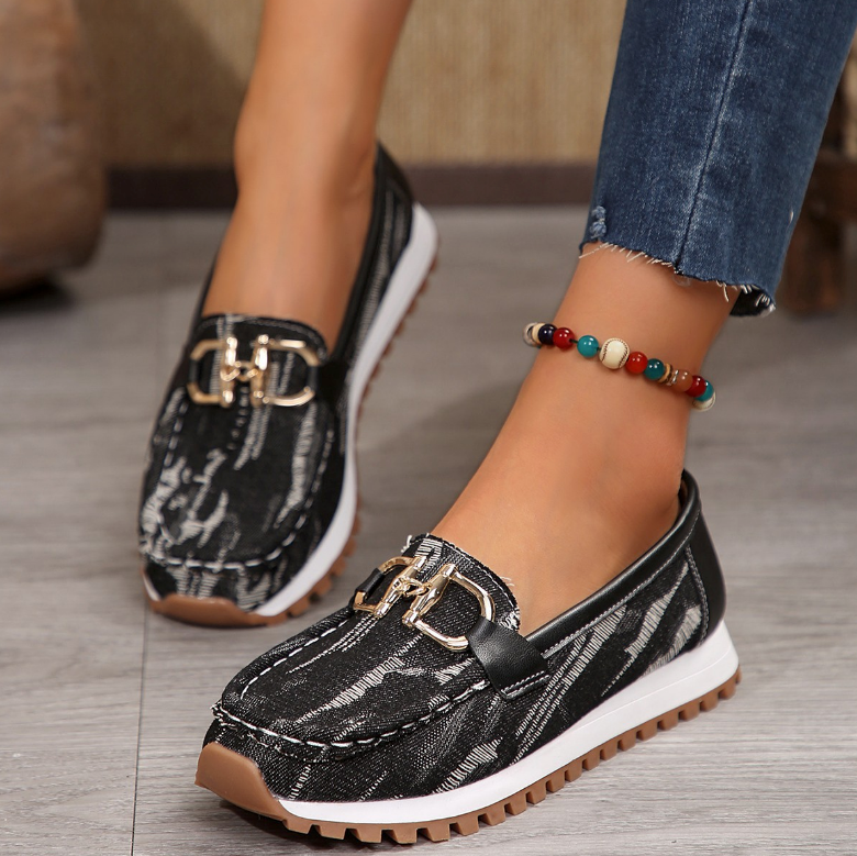Eliza - Loafers met Gemixt Materiaal