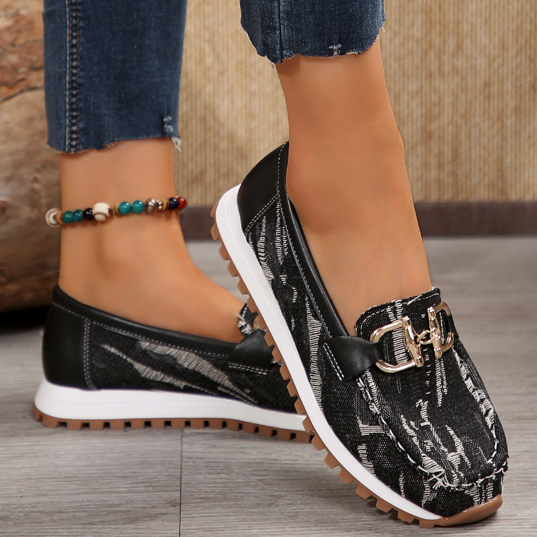 Eliza - Loafers met Gemixt Materiaal